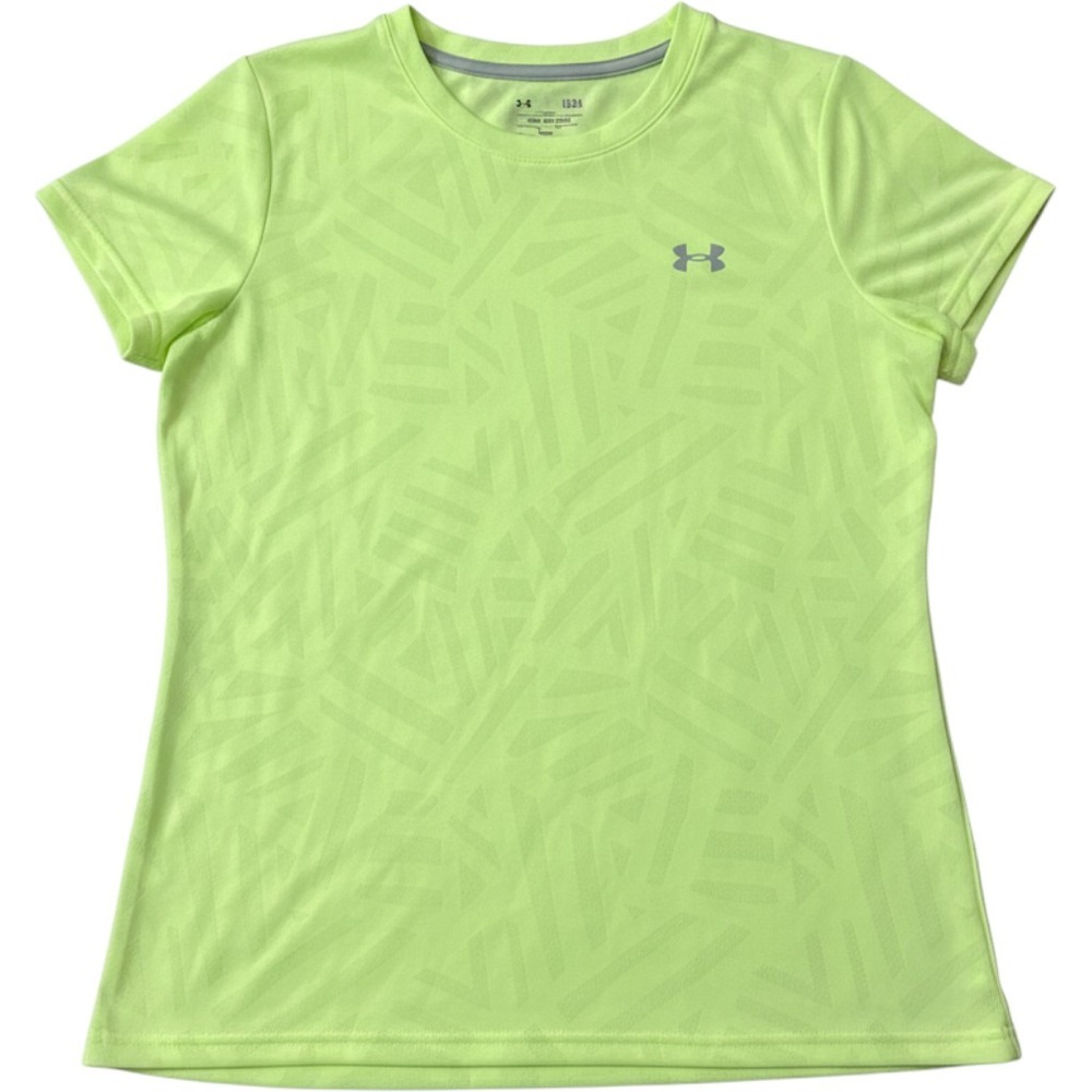Under Armour HeatGear Short Sleeve T Shirt Womens Large Neon Hi Visibility Light